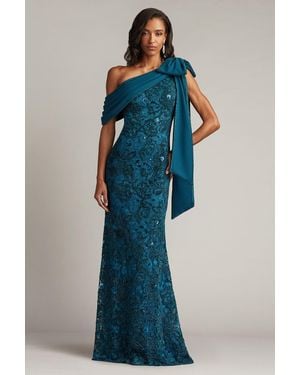 Tadashi Shoji Official Online Boutique Ishani Bow-Shoulder Gown - Blue