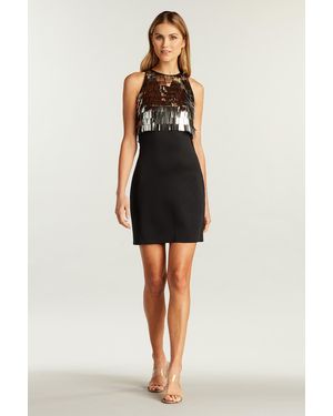 Tadashi Shoji Storm Sequin Fringe Dress - Black