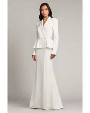 Tadashi Shoji Gilles Peplum Tuxedo Bridal Gown - White