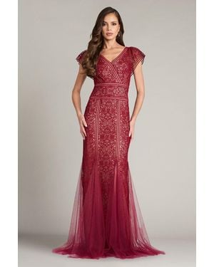 Tadashi Shoji Official Online Boutique Taryn Trackwork Embroidered Mermaid Gown