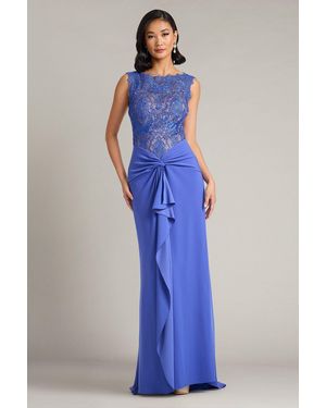 Tadashi Shoji Official Online Boutique Evelise Lace Cascade Gown - Blue