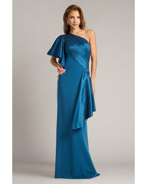 Tadashi Shoji Official Online Boutique Santa Fe Draped Flounce Gown - Blue