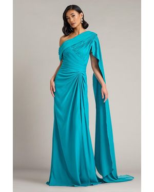 Tadashi Shoji Official Online Boutique Ember Cape Sleeve Gown - Blue
