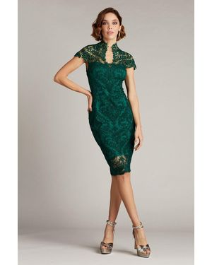 Tadashi Shoji Official Online Boutique Irvin Keyhole Embroidered Dress - Green