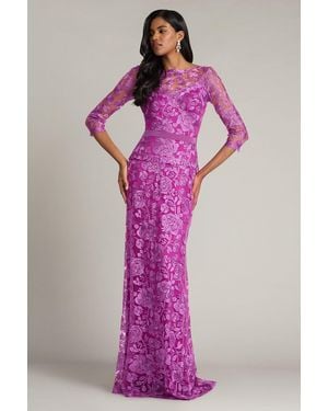 Tadashi Shoji Official Online Boutique Carelle Embroidered Tulle Gown - Pink