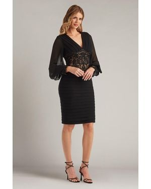 Tadashi Shoji Niema Embroidered-Waist Cocktail Dress-Bk/Nd - Black
