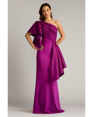 Tadashi Shoji Santa Fe Draped Flounce Gown-Magen - Pink