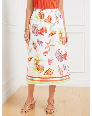 Talbots Modern Poplin Fit & Flare Midi Skirt - White