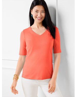Talbots Pima Cotton V-neck T-shirt - Orange
