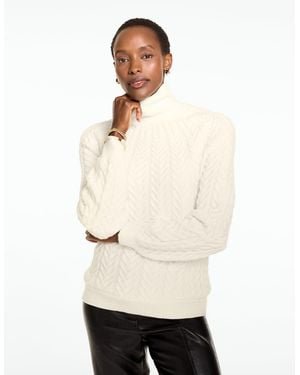 Talbots Cable Knit Mockneck Sweater - Natural