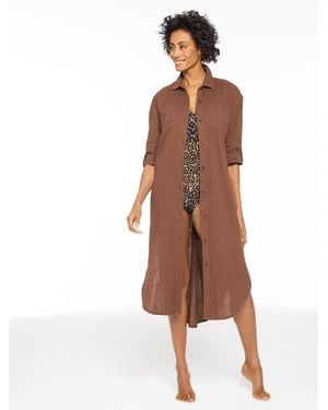 Aqua Club Gauze Long Shirt Cover-up - Brown