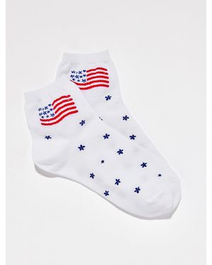Talbots Flag Crew Socks - White