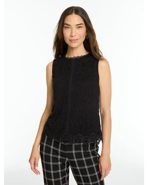 Talbots Sleeveless Stretch Lace Knit Top - Black