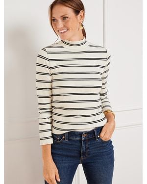 Talbots Ribbed Mockneck T-shirt - Natural
