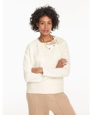 Talbots Airknit Stretch Snap Raglan Pullover Sweater - Natural