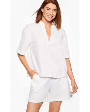 Aqua Club Gauze Popover Shirt Shirt Cover-up - White