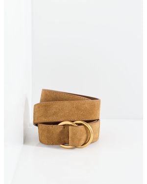 Talbots Double Ring Suede Belt - White