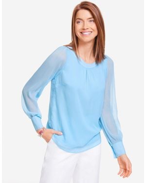 Talbots Tie-back Crinkle Top - Blue