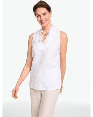 Talbots Ruffle Linen Shell Jumper - White