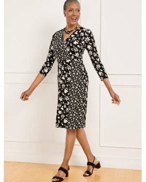 Talbots Bicolour Ditsy Wrap Jersey Dress - Natural