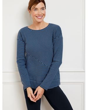 Talbots Ribbed Dropped Shoulder T-shirt - Blue