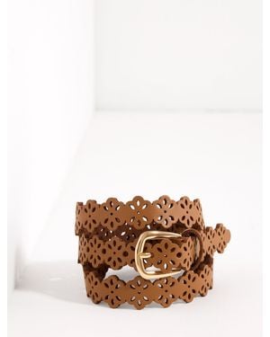 Talbots Perforated Flower Belt - Brown