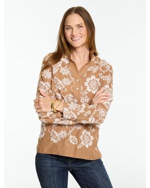 Talbots Jardin Embroidered Top - Natural