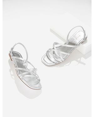 Talbots Liana Strappy Metallic Nappa Flats - White