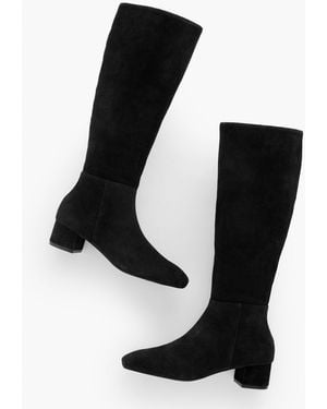 Talbots Perla Tall Suede Block Heel Boots - Black