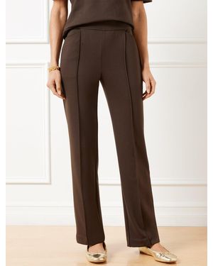 Talbots Passport Ponte Pintuck Straight Leg Pants - Brown