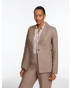 Talbots Classic Linen Single Button Blazer - Brown