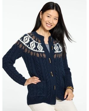 Talbots Cable Knit Cardigan Sweater - Blue