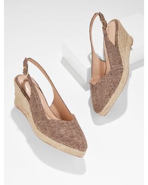 Talbots Vivi Raffia Slingback Espadrille Wedges - White