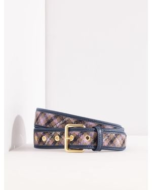 Talbots Pemberley Plaid Belt - White