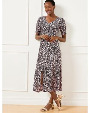 Talbots Smocked Sleeve Midi Dress - Natural