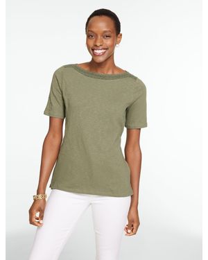 Talbots Crochet Trim Bateau Neck T-shirt - Green