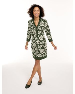 Talbots Jardin Embroidered Shift Dress - Green