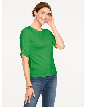Talbots Elbow Sleeve Knot Top - Green
