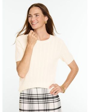 Talbots Cashmere Cable Crewneck Sweater Pullover - White