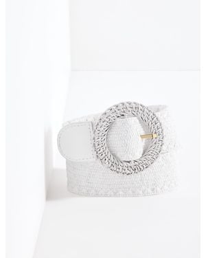 Talbots Stretch Raffia Belt - White