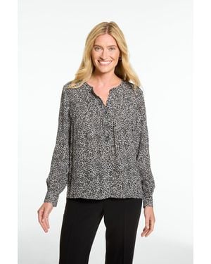 Talbots Micro Leopard Pintuck Top - Grey