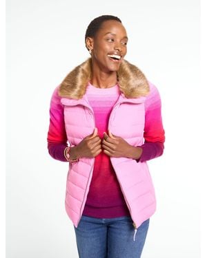Talbots Faux Fur Collar Puffer Vest - Pink