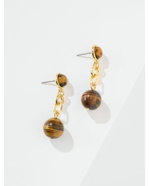 Talbots Odette Tiger's Eye Drop Earrings - White