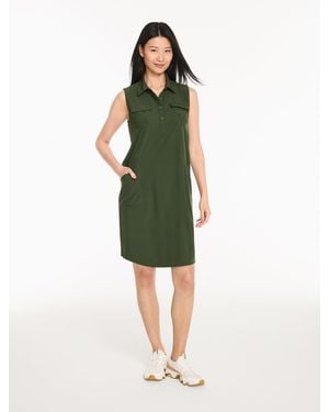 Talbots Lightweight Woven Stretch Cargo Shift Dress - Green