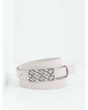 Talbots Carved Buckle Suede Belt - White