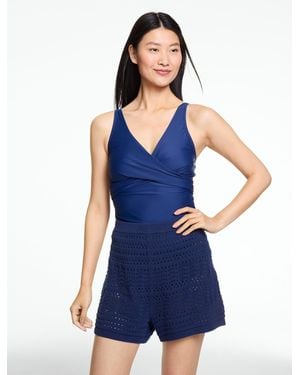Aqua Club Open-knit Shorts Cover-up - Blue