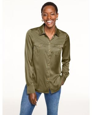 Talbots Soft Satin Charmeuse Shirt - Green