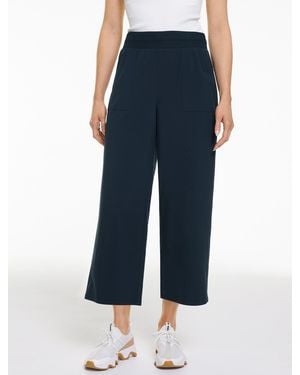 Talbots Lightweight Woven Stretch Wide Leg Ankle Trousers - Blue
