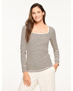 Talbots Ribbed Square Neck T-shirt - Grey