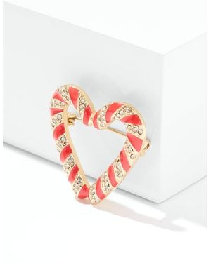 Talbots Candy Cane Heart Brooch - White